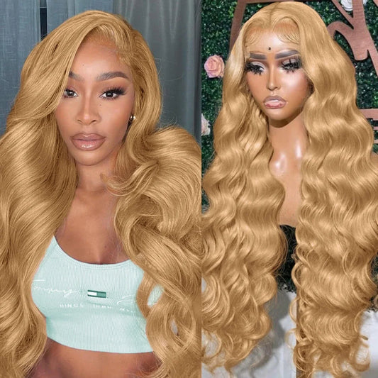 Perruque Blond Miel Ondulée — Lace HD